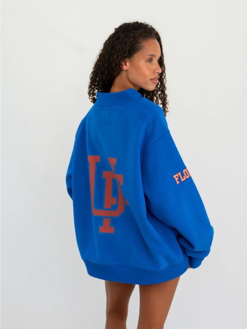 Oversized PARKE Blue Florida Varsity Sweatshirt with Orange Logo